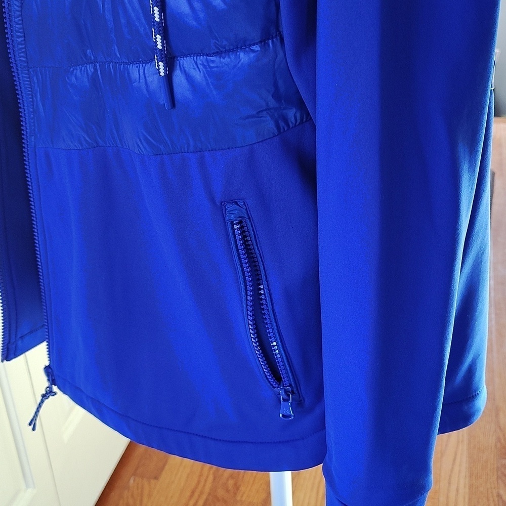 Lou & Grey Chevron Hooded Puffer Jacket Cobalt Blue M - Picture 7 of 13